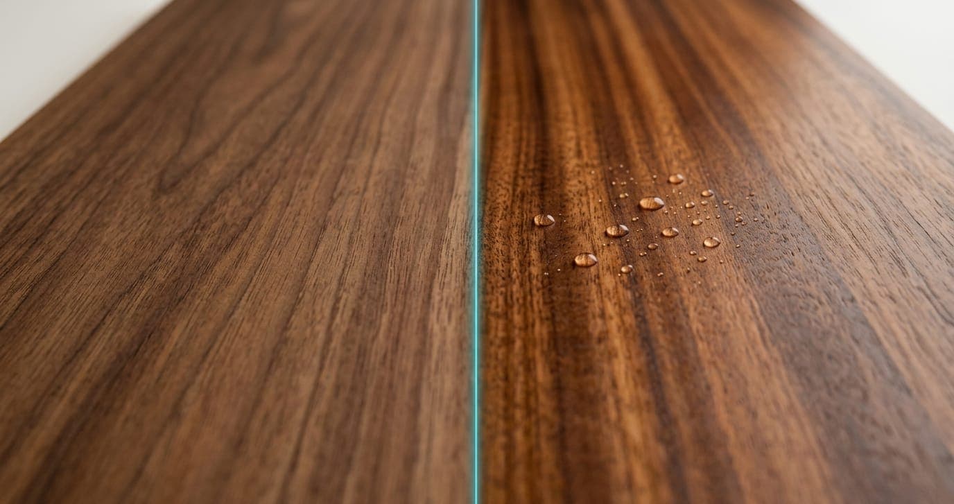 Veta de madera natural tratada con Flood CWF-UV